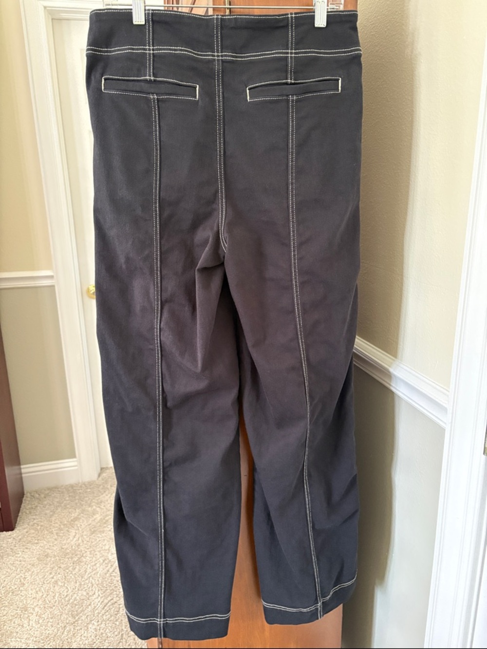 *Chico’s Pull-On Stretch Black Wide-Leg Jeans w Contrast Stitching Sporty Casual - Picture 6 of 12